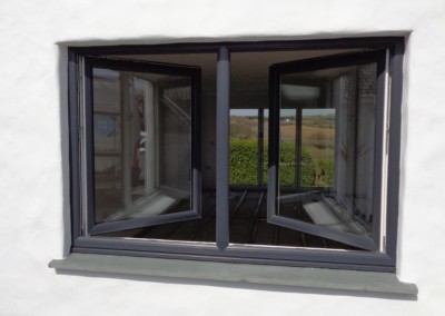 Anthracite grey window in 'turn' position